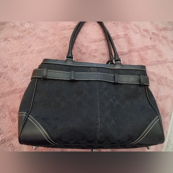 ๐HP๐ EUC Coach Hampton black signature canvas carry-all large satchel vintage - Picture 2 of 12